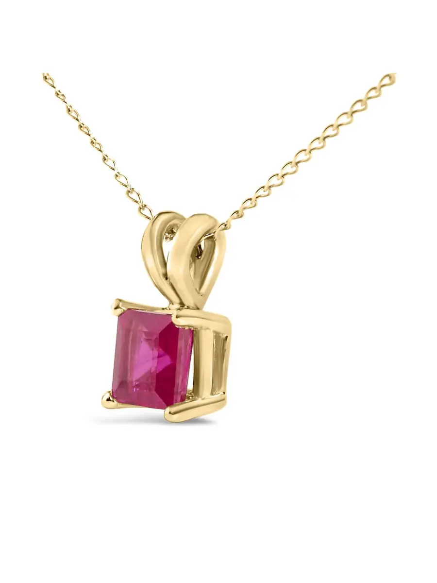 Подвеска-ожерелье Haus of Brilliance из желтого золота 14K с квадратным красным рубином 5x5 мм — изображение 3 из 5