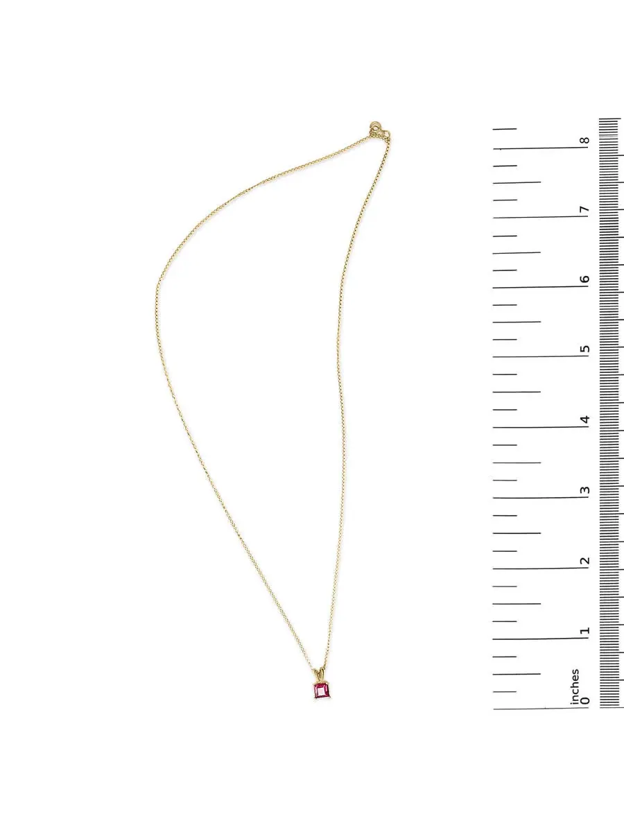 Подвеска-ожерелье Haus of Brilliance из желтого золота 14K с квадратным красным рубином 5x5 мм — изображение 4 из 5