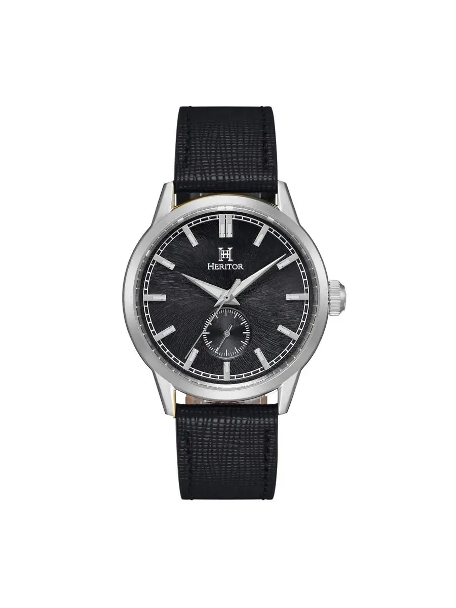 Мужские часы Heritor Argento с автоматическим механизмом и черным циферблатом HERHS3801 — серебристый