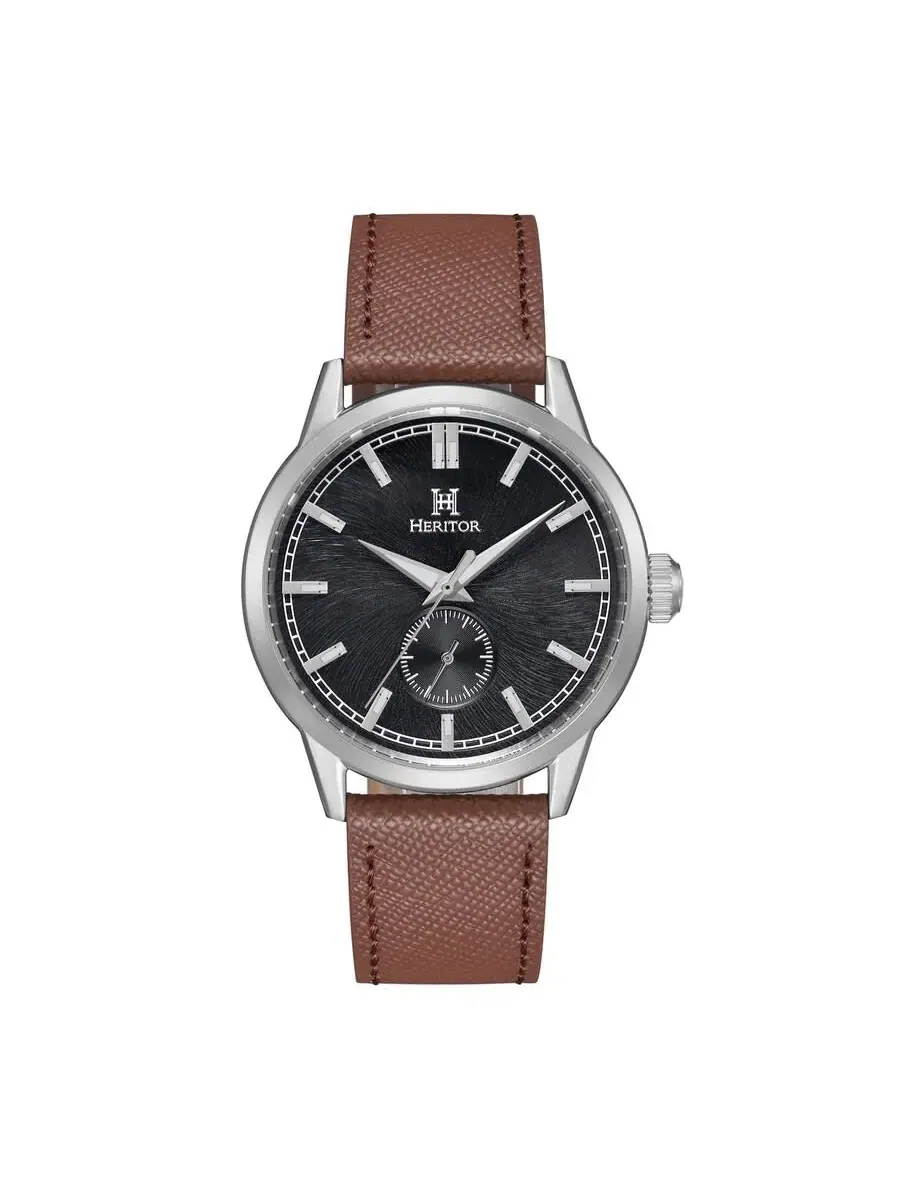 Мужские часы Heritor Argento с автоматическим механизмом и черным циферблатом HERHS3805 — серебристый