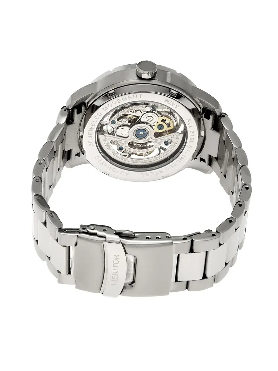 Мужские часы Heritor Ryder Automatic с черным скелетонизированным циферблатом HR4608 — изображение 3 из 3, оттенок серебряный