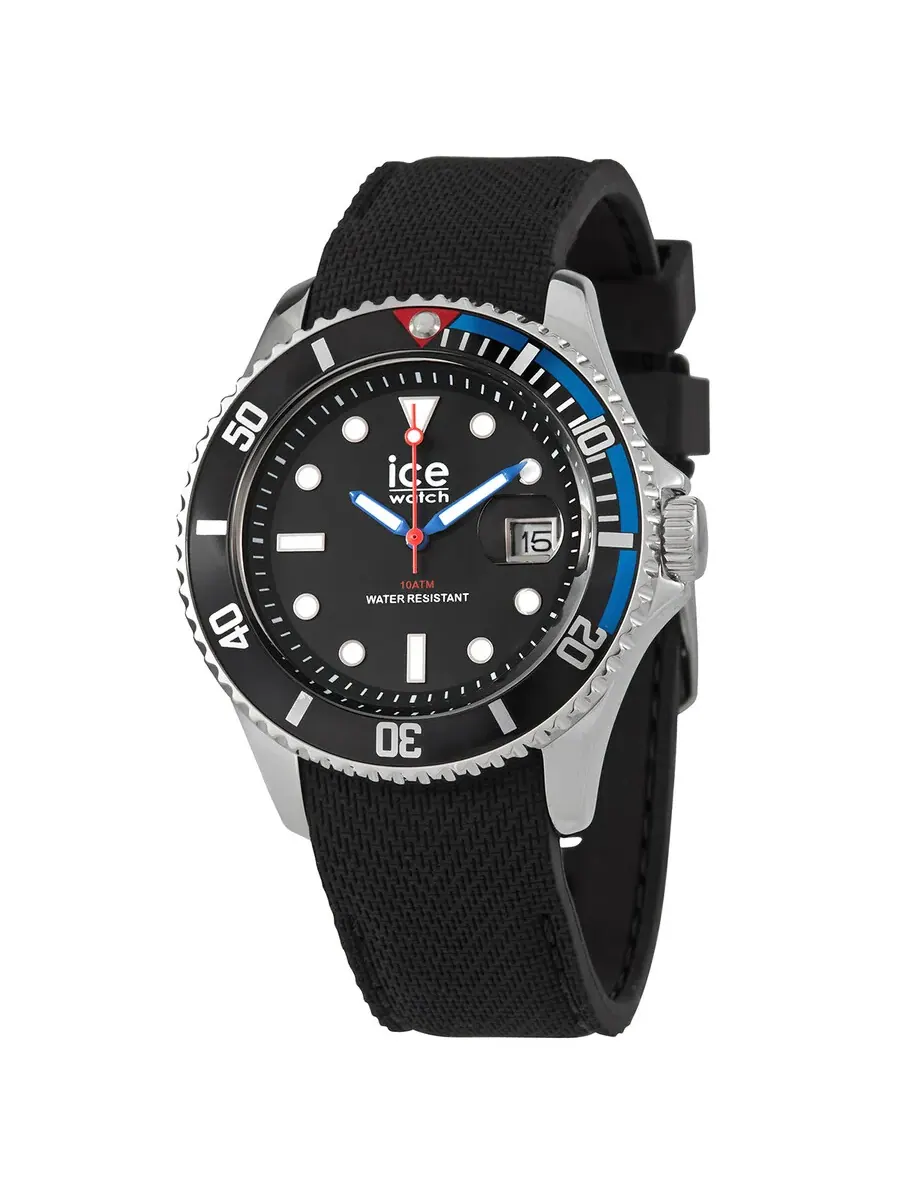Мужские часы Ice-Watch с кварцевым механизмом и черным циферблатом 020379 — серебристый