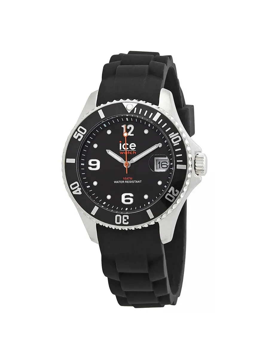 Унисекс-часы Ice-Watch с кварцевым механизмом и черным циферблатом 020360 — серебристый