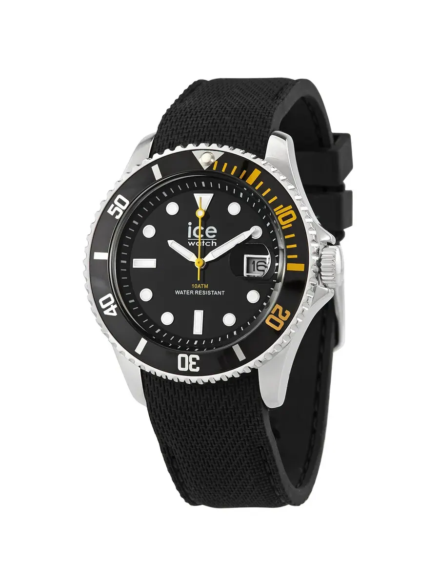 Унисекс-часы Ice-Watch с кварцевым механизмом и черным циферблатом 020377 — серебристый