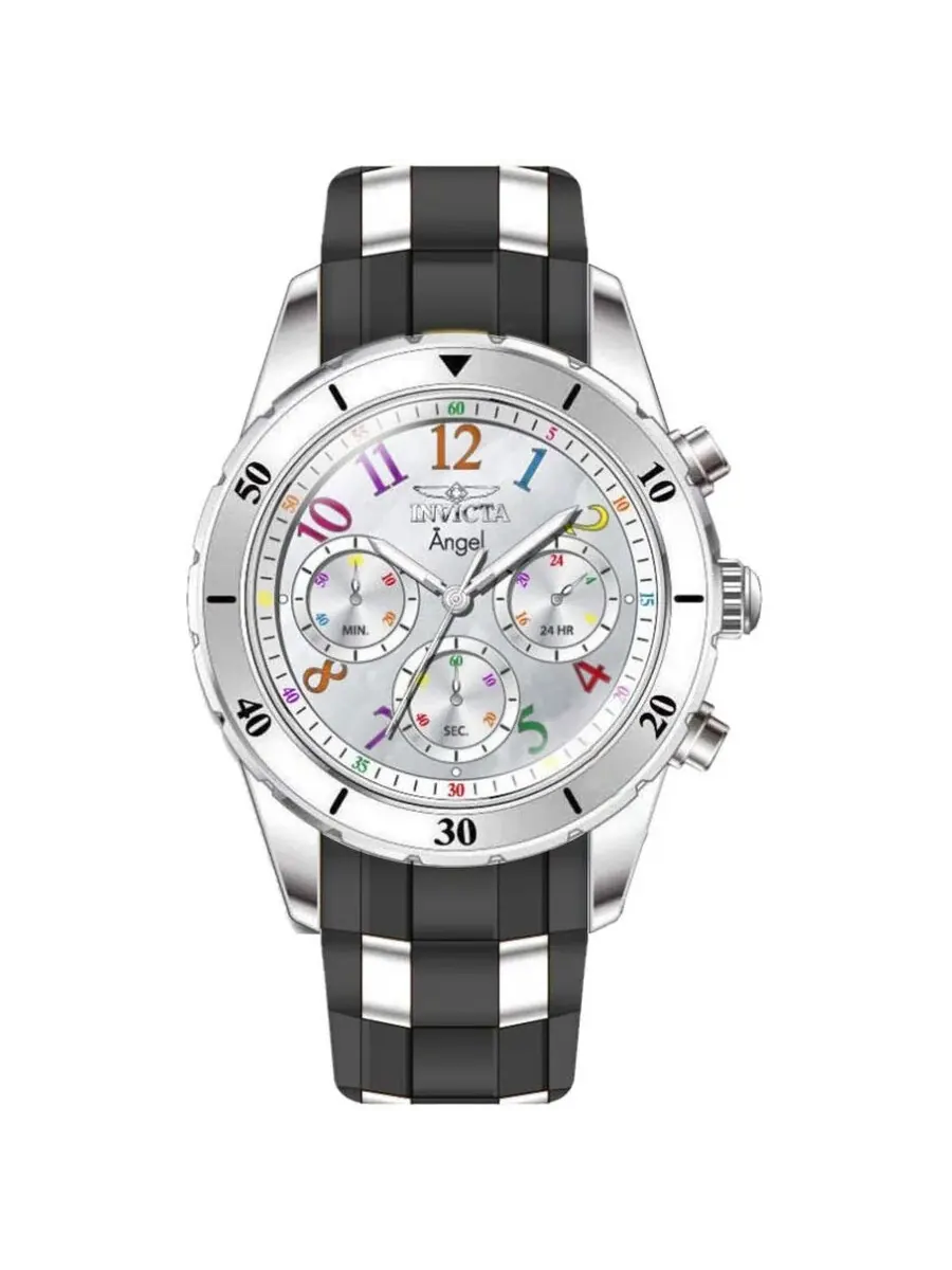 Женские часы Invicta Angel Chronograph GMT Quartz с белым циферблатом 49802 — серебристый