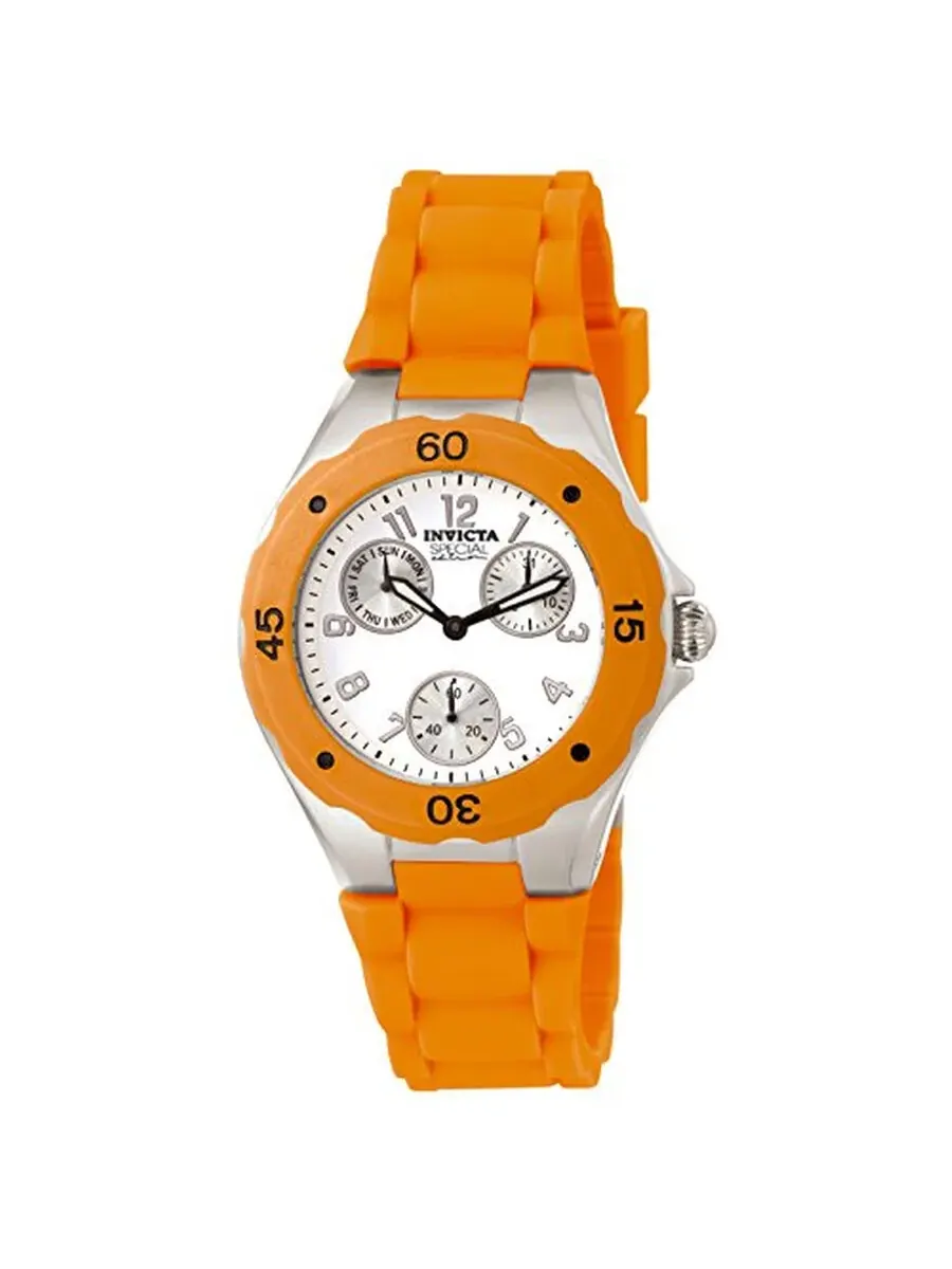 Женские часы Invicta Angel Date Day с белым циферблатом и оранжевым силиконовым ремешком 18792 — изображение 1 из 1