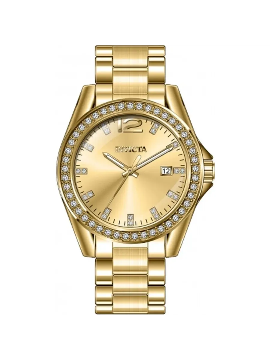 Женские кварцевые часы Invicta Angel Quartz Crystal с золотым циферблатом, модель 49847 — изображение 1 из 1, оттенок белый