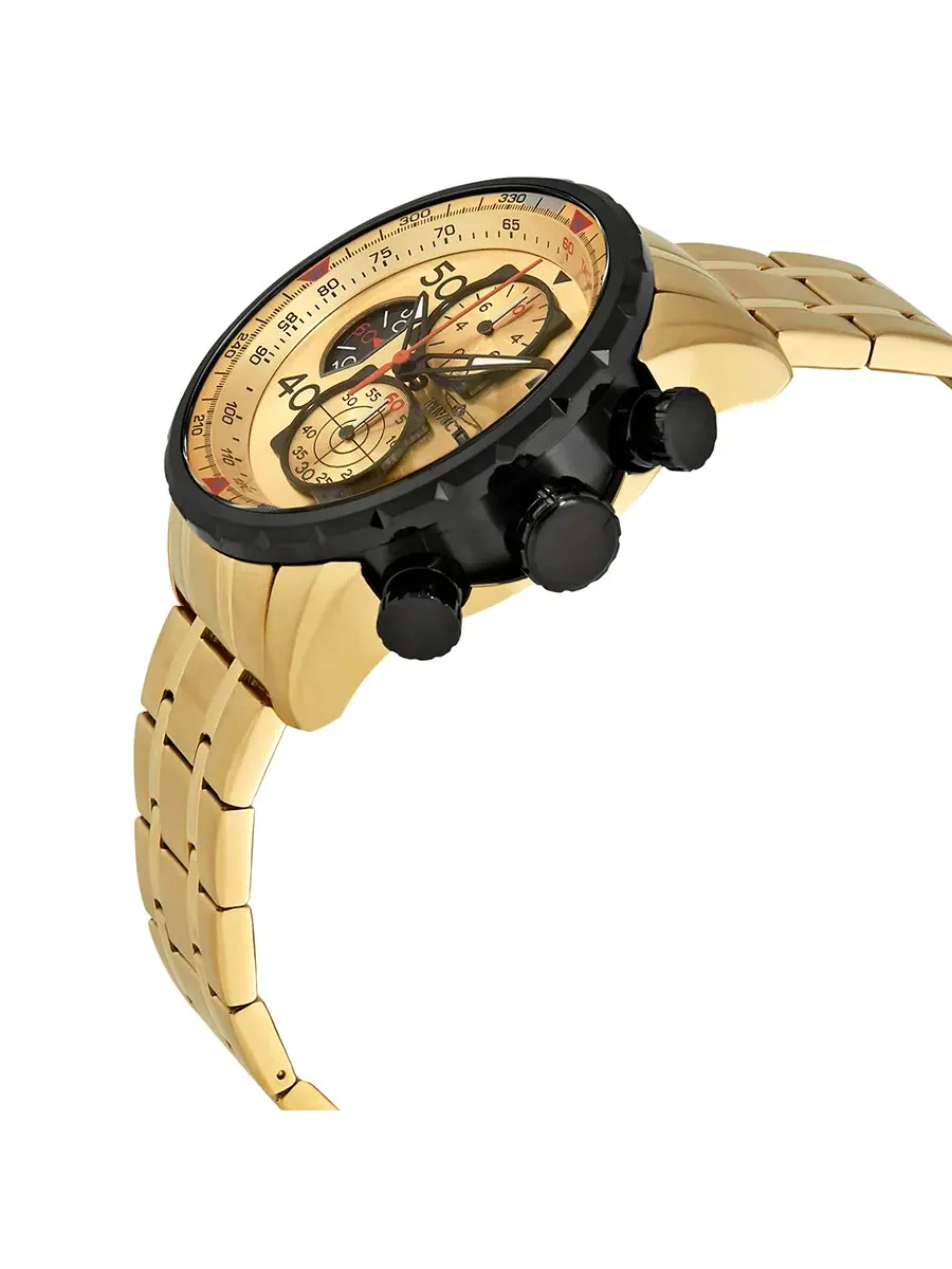 Мужские часы Invicta Aviator Chronograph с золотым циферблатом и позолоченным корпусом 17205 — изображение 2 из 3