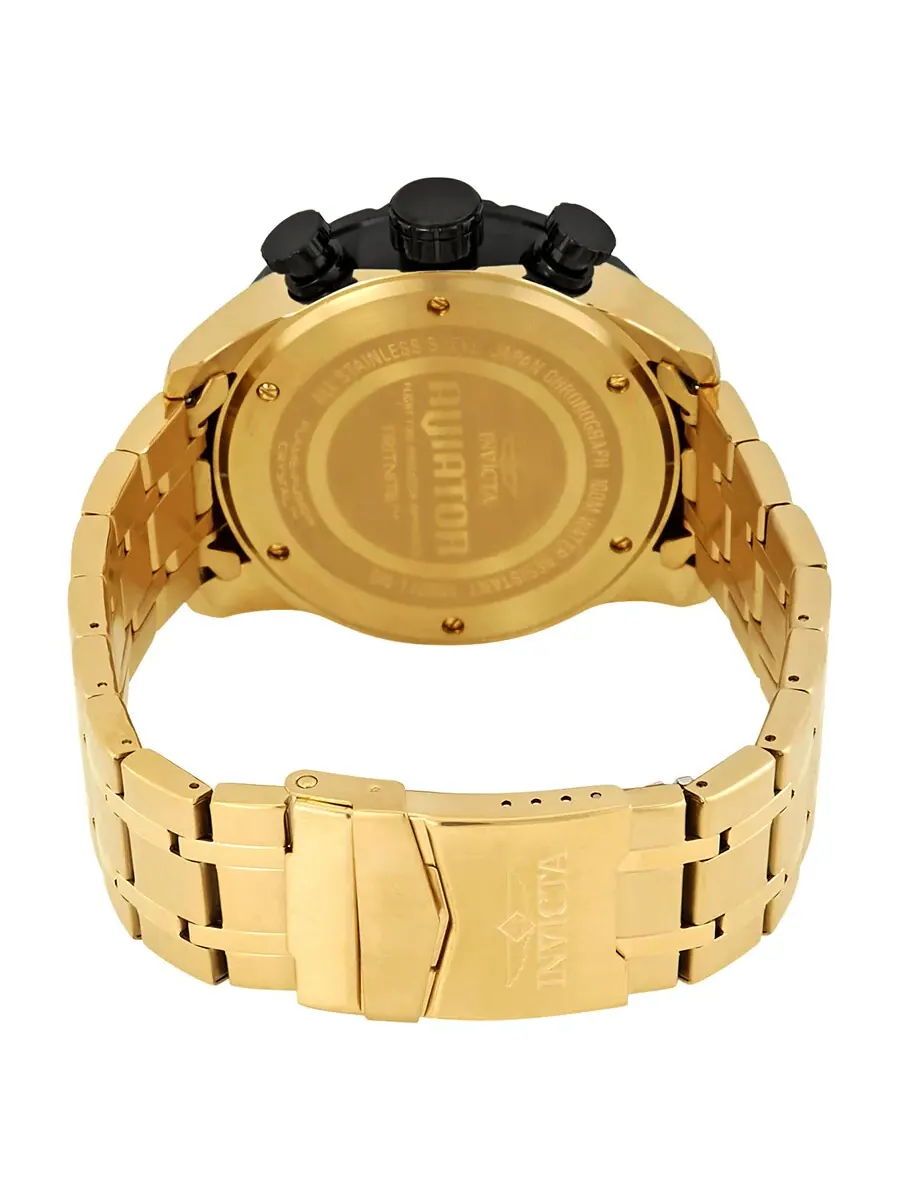 Мужские часы Invicta Aviator Chronograph с золотым циферблатом и позолоченным корпусом 17205 — изображение 3 из 3