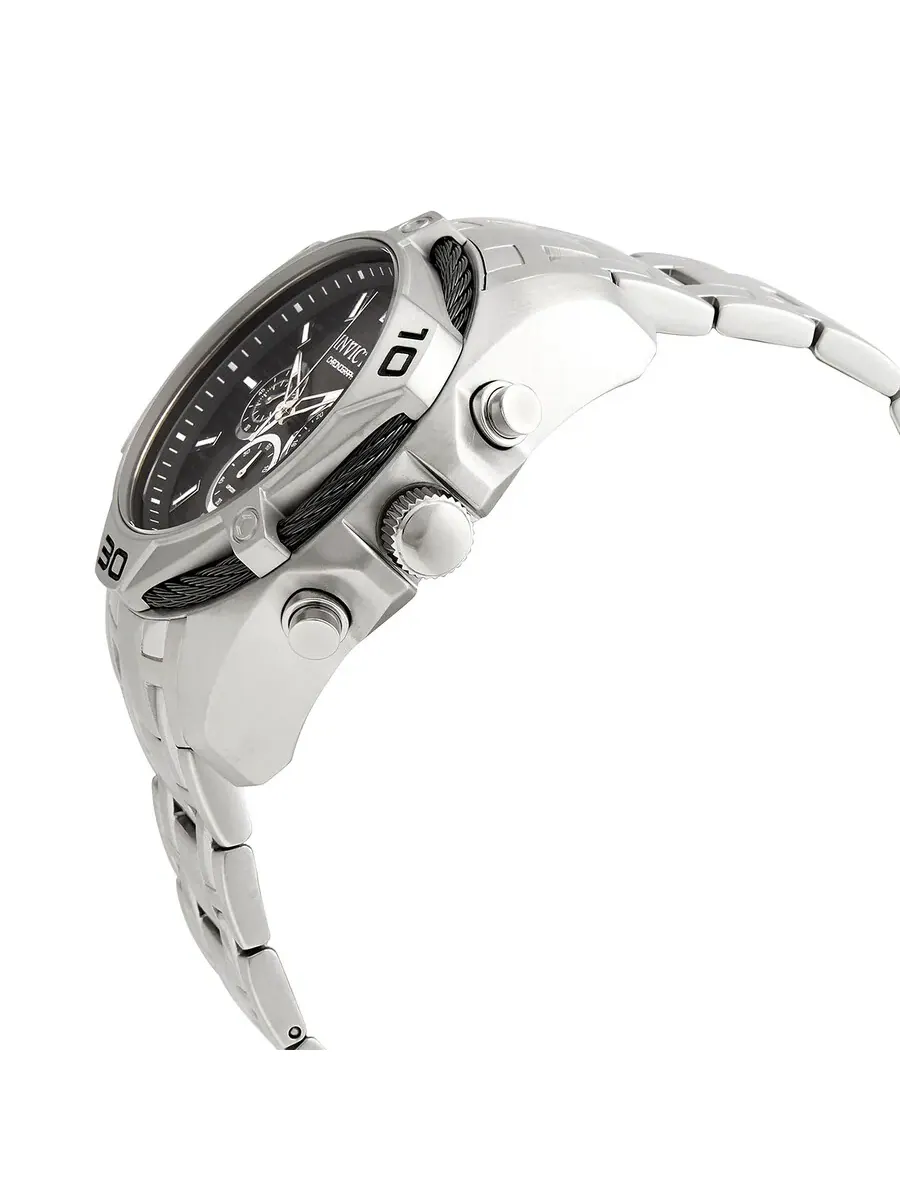 Мужские кварцевые часы Invicta Bolt Chronograph с черным циферблатом, модель 32372 — изображение 2 из 3, оттенок серебряный