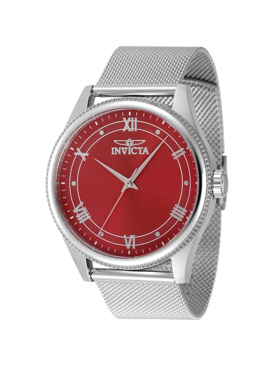 Мужские часы Invicta Celestial Quartz с красным циферблатом 48484 — изображение 1 из 1, оттенок серебряный