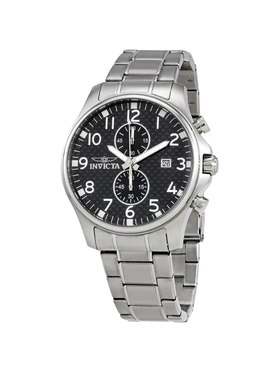 Мужские часы Invicta II с многофункциональным черным циферблатом и корпусом из нержавеющей стали 0379 — изображение 1 из 3