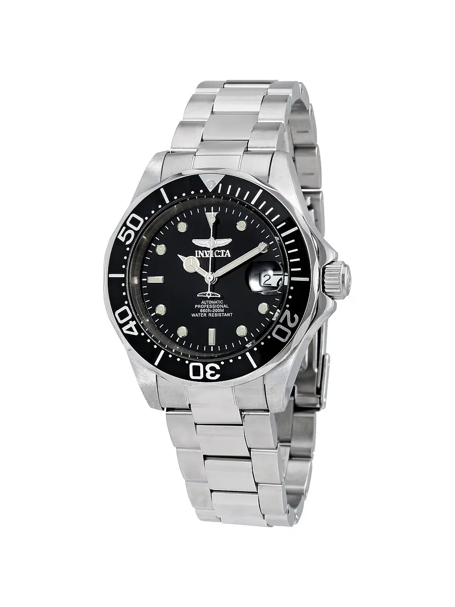 Мужские часы Invicta Mako Pro Diver Automatic с черным циферблатом 8926 — изображение 1 из 3, оттенок серебряный