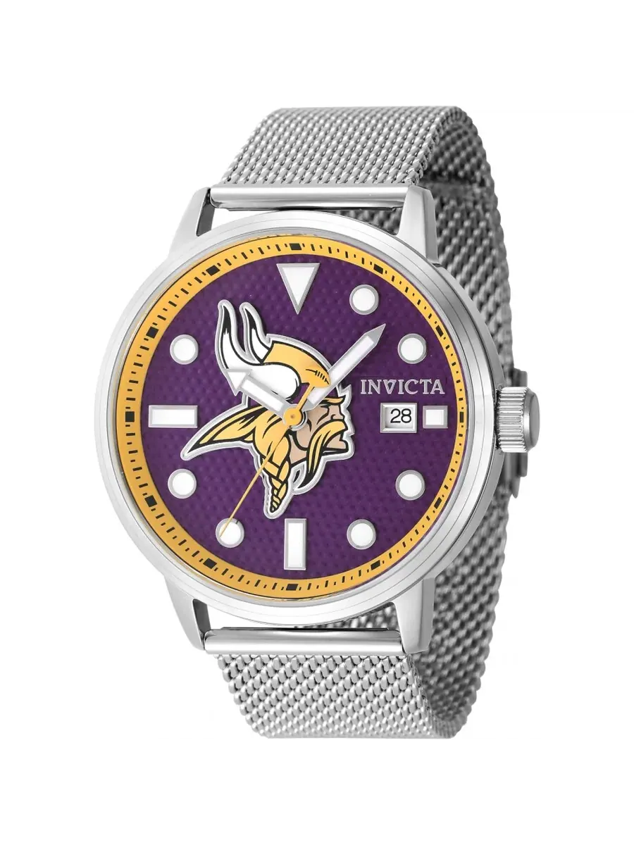 Мужские часы Invicta NFL Minnesota Vikings с кварцевым механизмом и фиолетовым циферблатом, модель 47990 — изображение 1 из 1