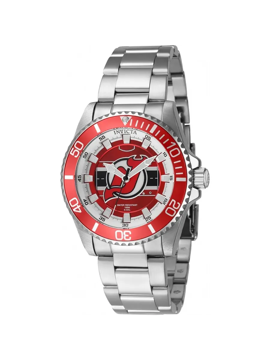 Женские часы Invicta NHL New Jersey Devils с кварцевым механизмом и красным циферблатом, модель 42221 — изображение 1 из 2