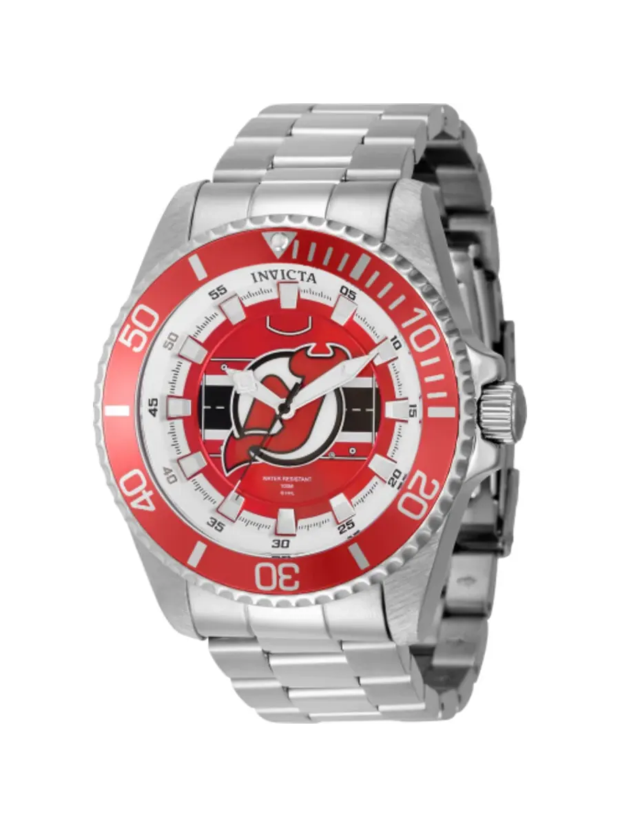 Мужские часы Invicta NHL New Jersey Devils с кварцевым механизмом и красным циферблатом, модель 42253 — изображение 1 из 1