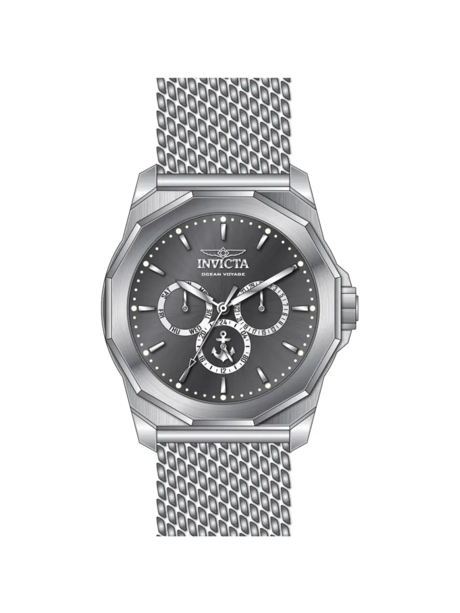 Мужские часы Invicta Ocean Voyage GMT с кварцевым механизмом и циферблатом цвета оружейного метала 46250 — изображение 1 из 1
