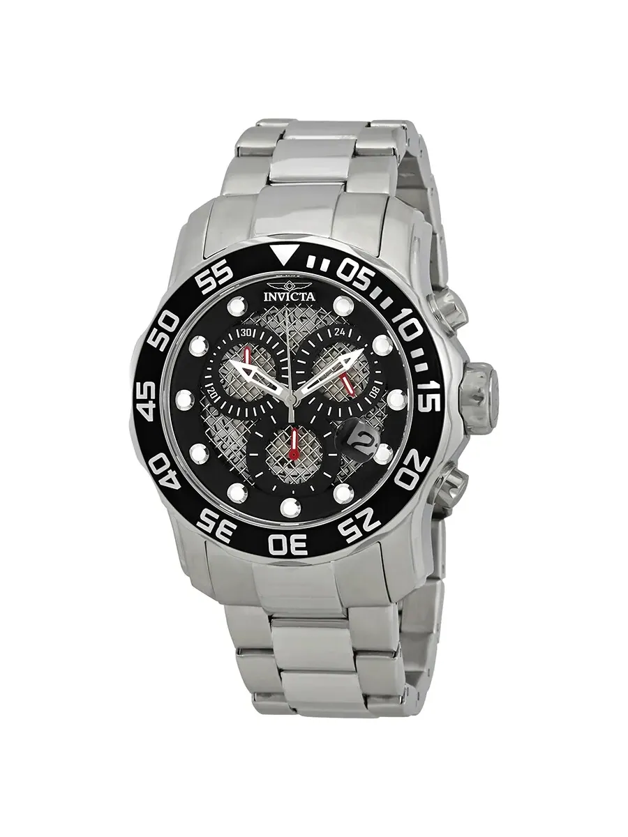 Мужские часы Invicta Pro Diver Chronograph с черным циферблатом 19836 — изображение 1 из 3, оттенок серебряный