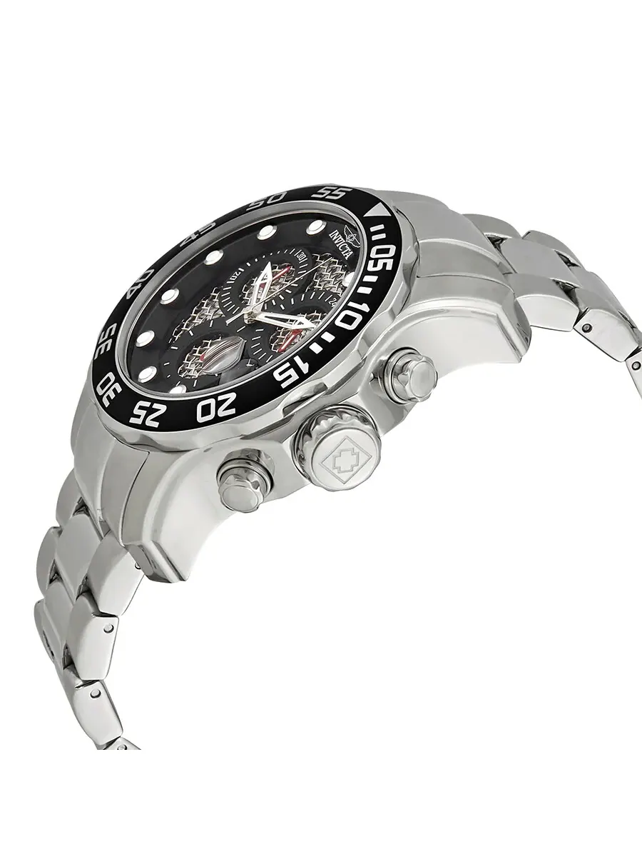 Мужские часы Invicta Pro Diver Chronograph с черным циферблатом 19836 — изображение 2 из 3, оттенок серебряный