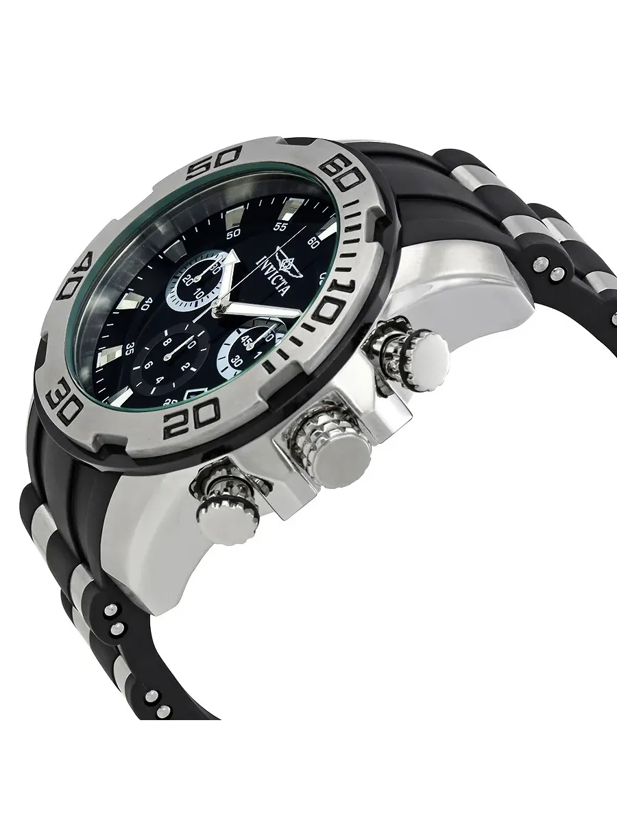 Мужские часы Invicta Pro Diver Chronograph с черным циферблатом, модель 22311 — изображение 2 из 3, оттенок серебряный