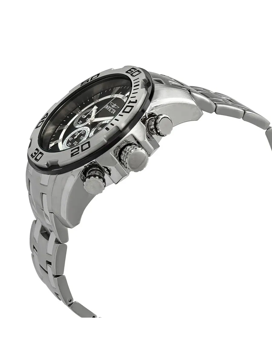 Мужские часы Invicta Pro Diver Chronograph с черным циферблатом 22318 — изображение 2 из 3, оттенок серебряный