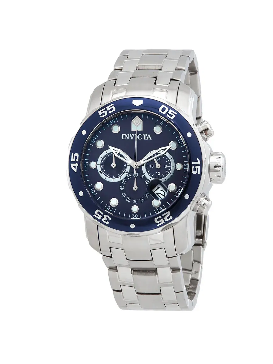 Мужские часы Invicta Pro Diver Chronograph с синим циферблатом 0070 — изображение 1 из 4, оттенок серебряный