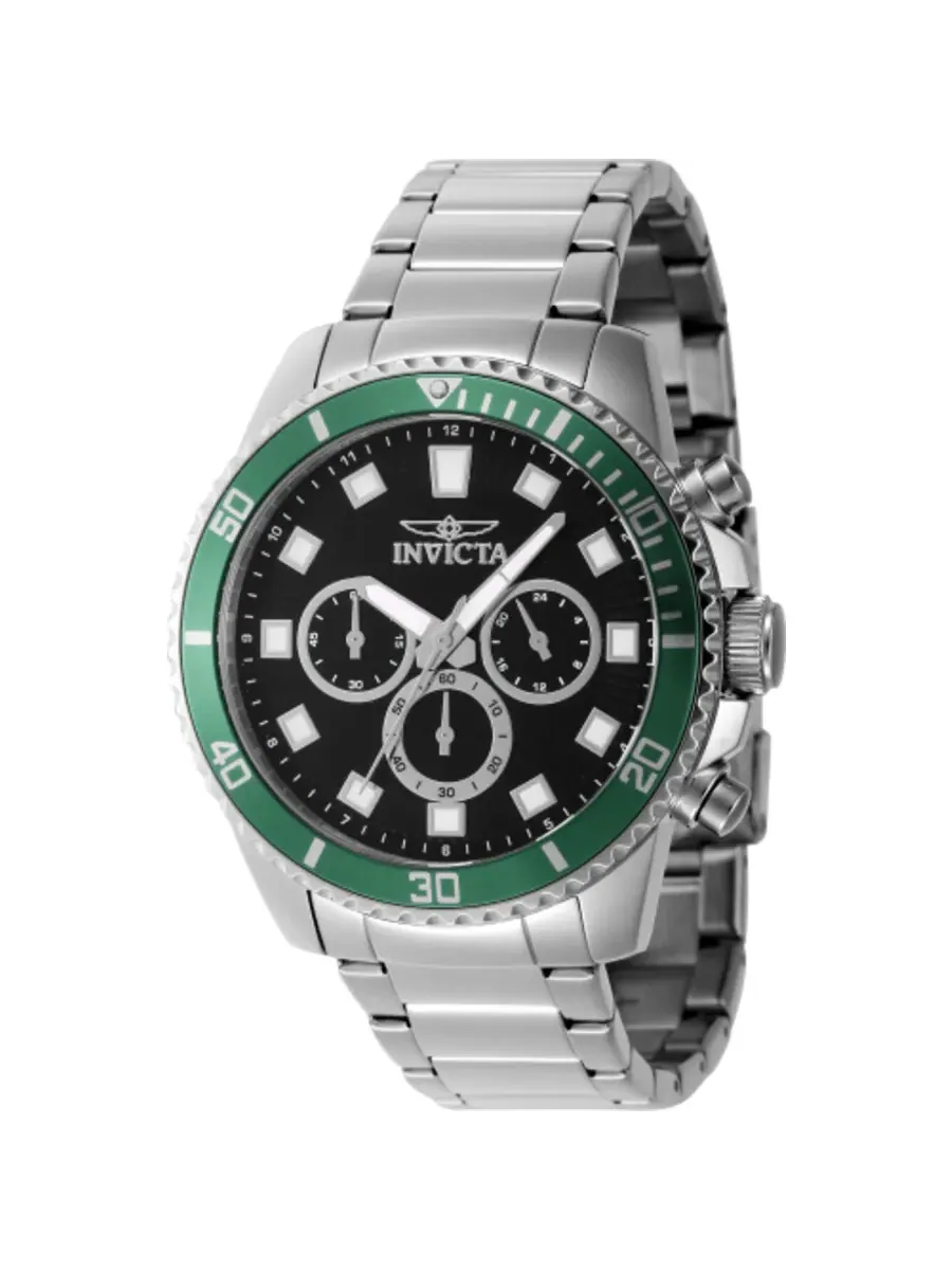 Мужские часы Invicta Pro Diver Chronograph GMT Quartz с черным циферблатом 46051 — изображение 1 из 1, оттенок зеленый