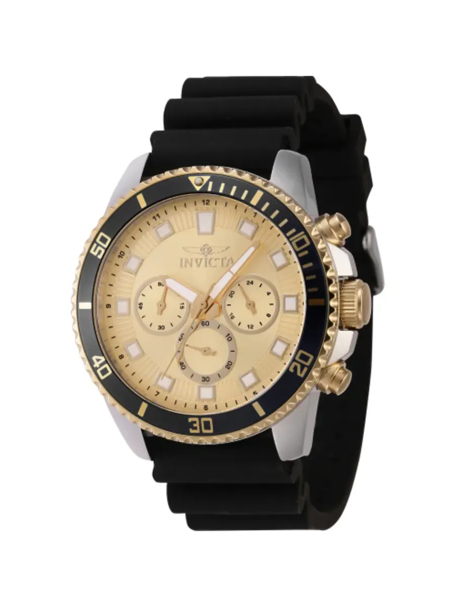Мужские кварцевые часы Invicta Pro Diver Chronograph GMT с золотым циферблатом, артикул 46128 — изображение 1 из 1