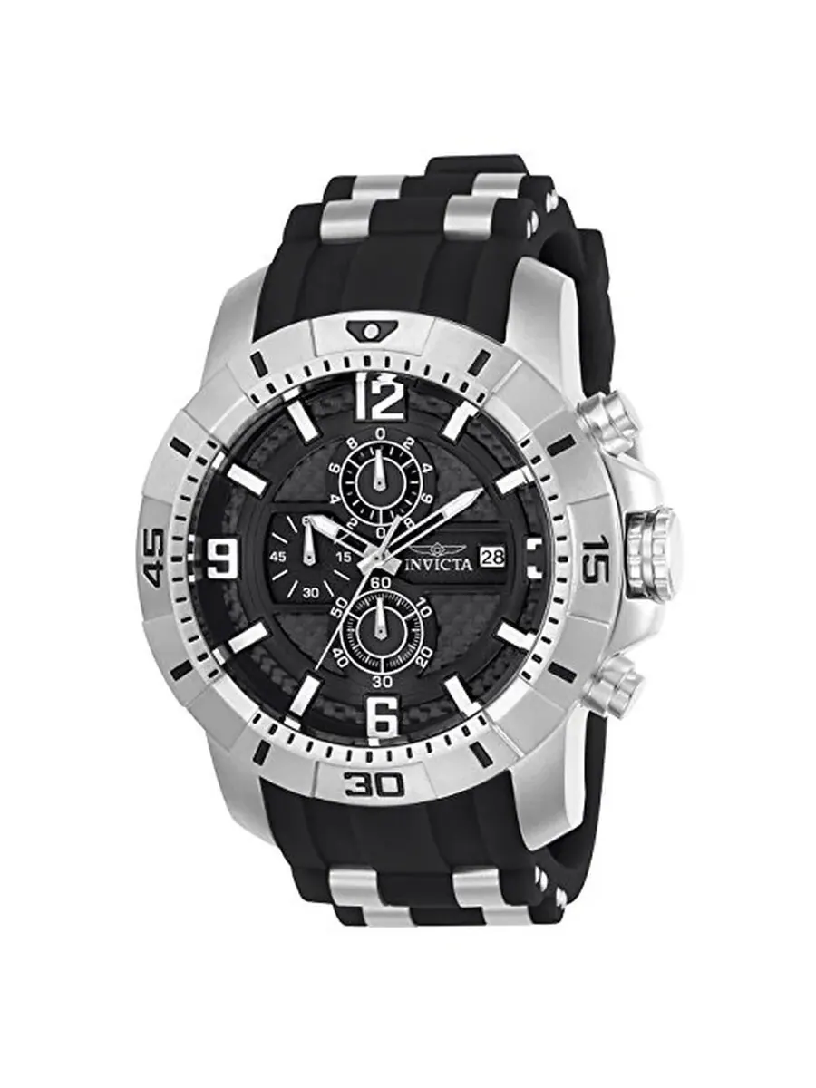 Мужские часы Invicta Pro Diver Chronograph с черным циферблатом 24962 — изображение 1 из 1, оттенок серебряный