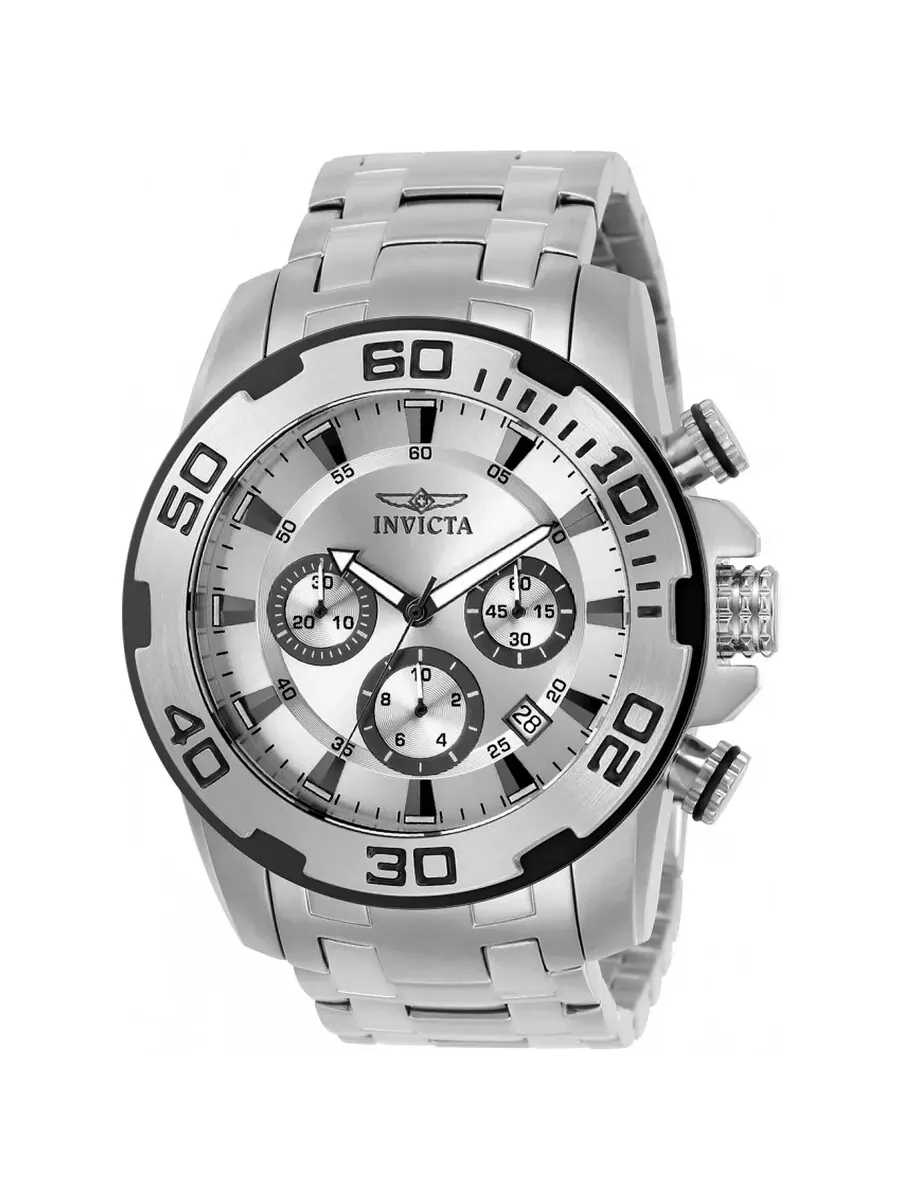 Мужские часы Invicta Pro Diver Chronograph с серебристым циферблатом, модель 22317 — изображение 1 из 2, оттенок серебряный