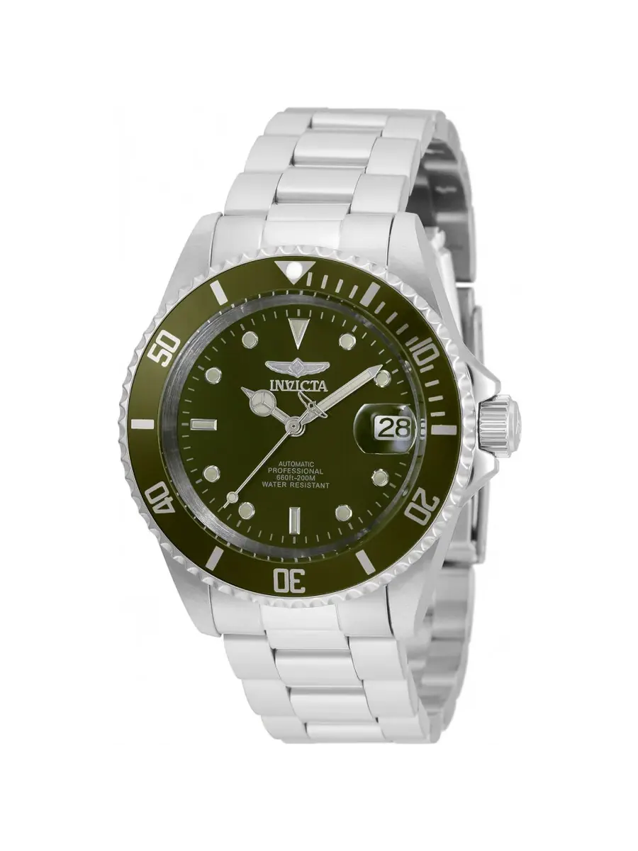 Мужские часы Invicta Pro Diver Date Automatic с зеленым циферблатом, модель 35690 — изображение 1 из 2, оттенок зеленый
