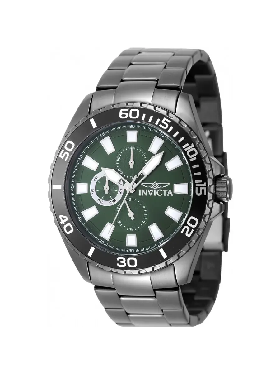 Мужские кварцевые часы Invicta Pro Diver с зеленым циферблатом, модель 29930 — изображение 1 из 1, оттенок серебряный