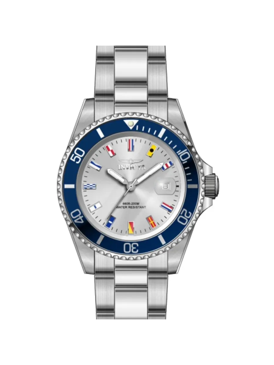 Мужские кварцевые часы Invicta Pro Diver с серебристым циферблатом, артикул 49885 — изображение 1 из 1, оттенок синий