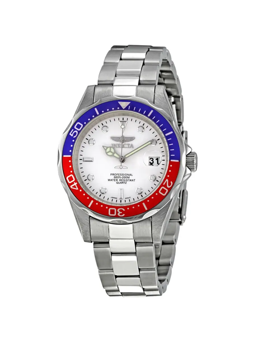 Мужские часы Invicta Pro Diver Quartz с серебристым циферблатом и безелем Pepsi, модель 8933 — изображение 1 из 4