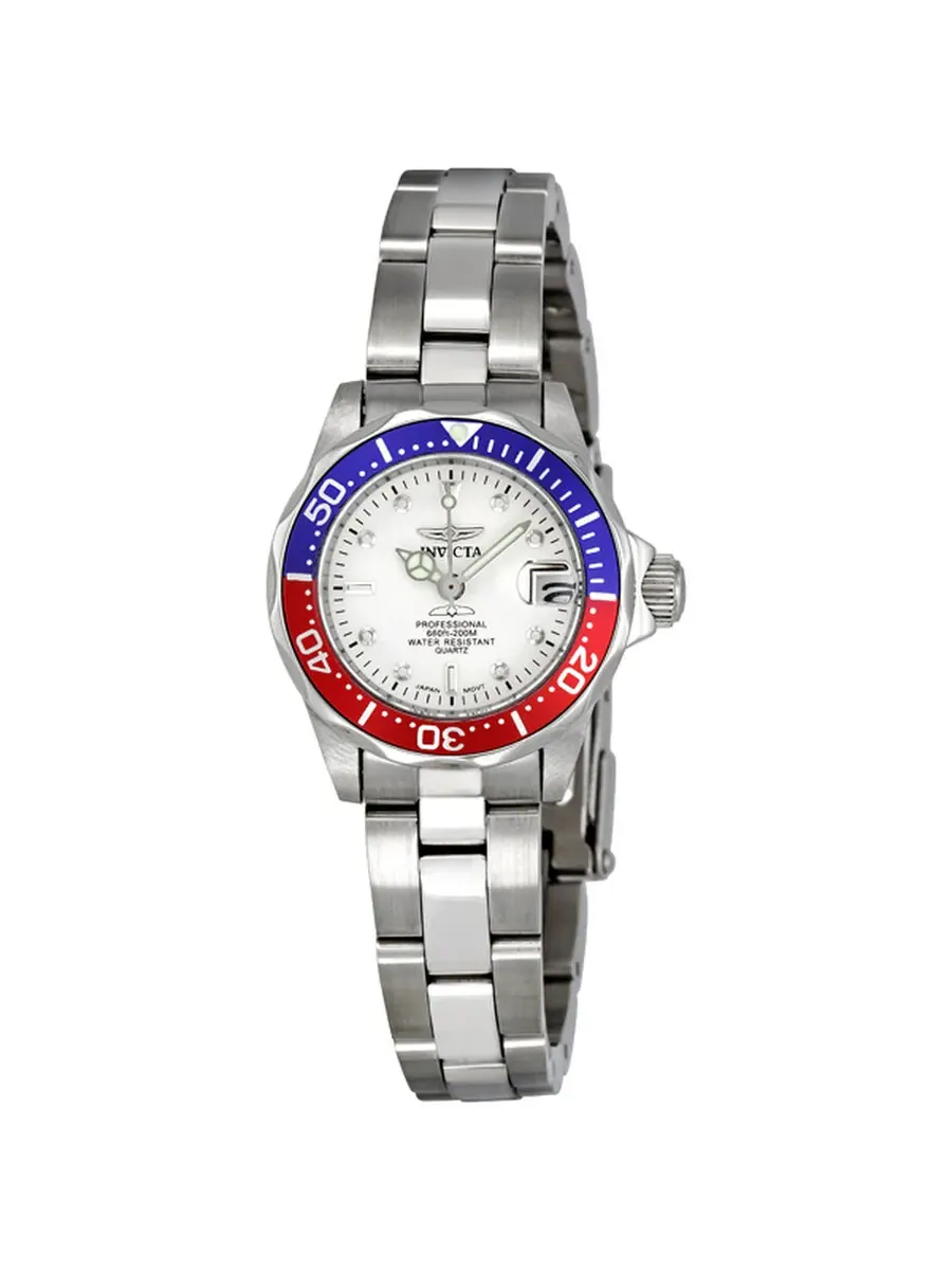 Женские часы Invicta Pro Diver с белым циферблатом и безелем Pepsi, модель 8940 — изображение 1 из 4, оттенок серебряный