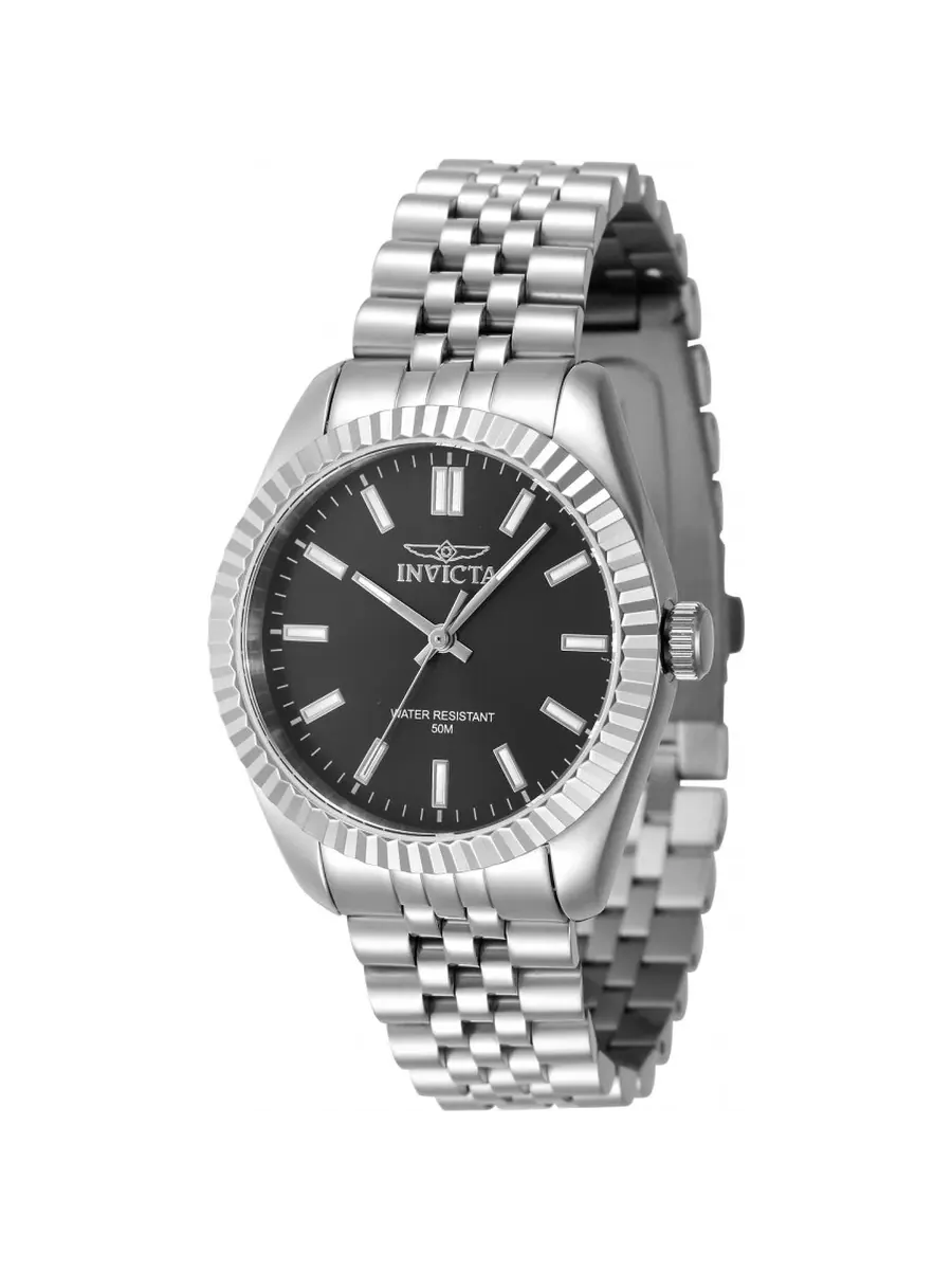 Женские часы Invicta Specialty Quartz с черным циферблатом 47494 — серебристый