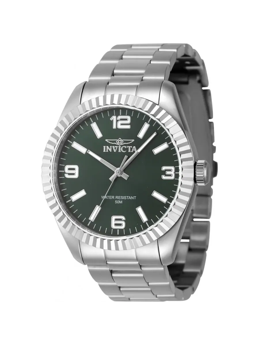 Мужские часы Invicta Specialty Quartz с зеленым циферблатом, модель 47450 — изображение 1 из 1, оттенок серебряный