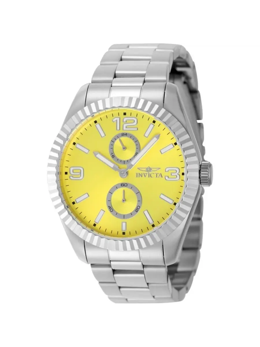 Мужские часы Invicta Specialty Quartz с желтым циферблатом, модель 49528 — изображение 1 из 1, оттенок серебряный
