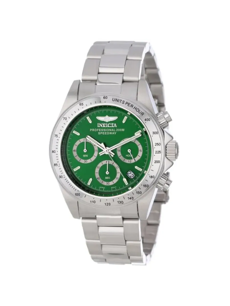 Мужские часы Invicta Speedway Chronograph с зеленым циферблатом из нержавеющей стали 14384 — изображение 1 из 1