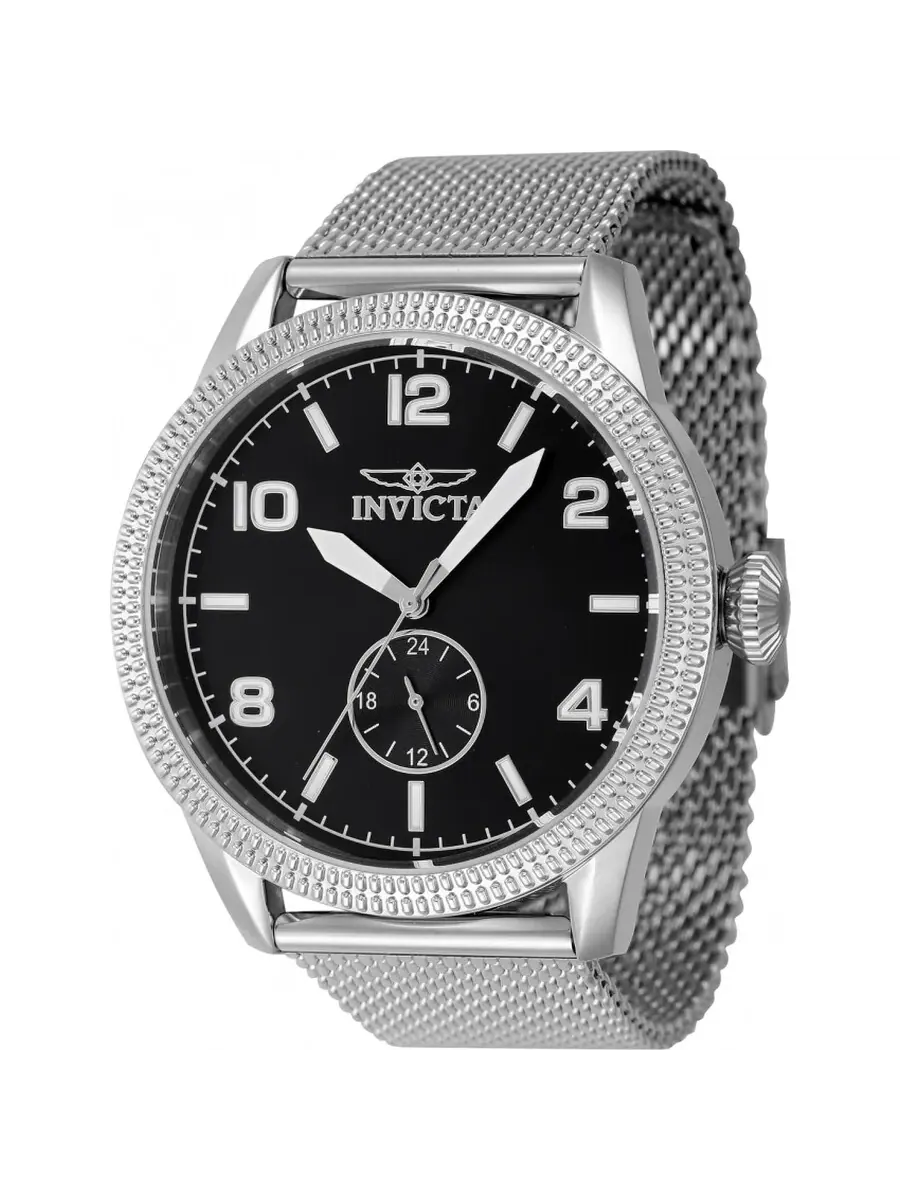 Мужские часы Invicta Vintage Quartz с черным циферблатом 47134 — изображение 1 из 1, оттенок серебряный