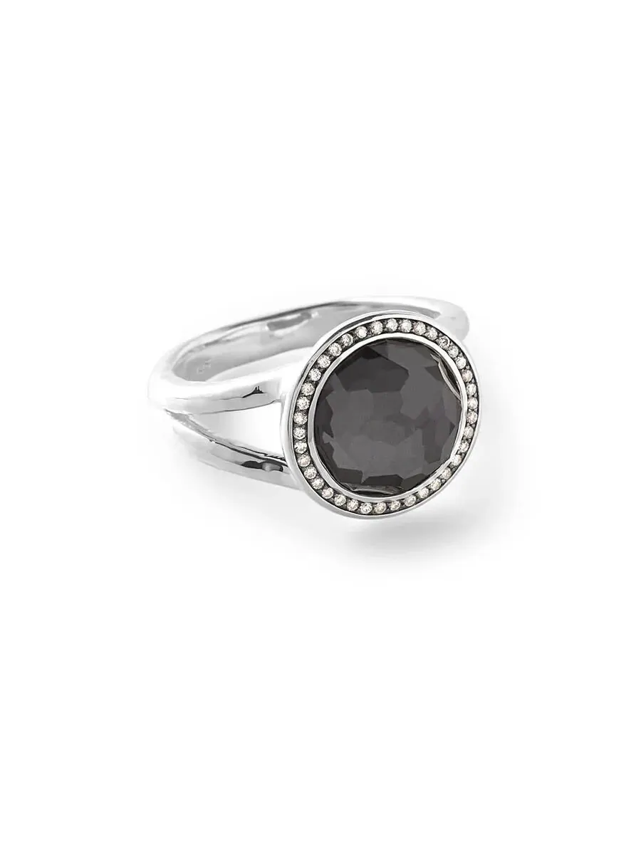 Мини-кольцо Ippolita Sterling Silver с леденцом из гематита и бриллиантом — изображение 1 из 1, оттенок черный