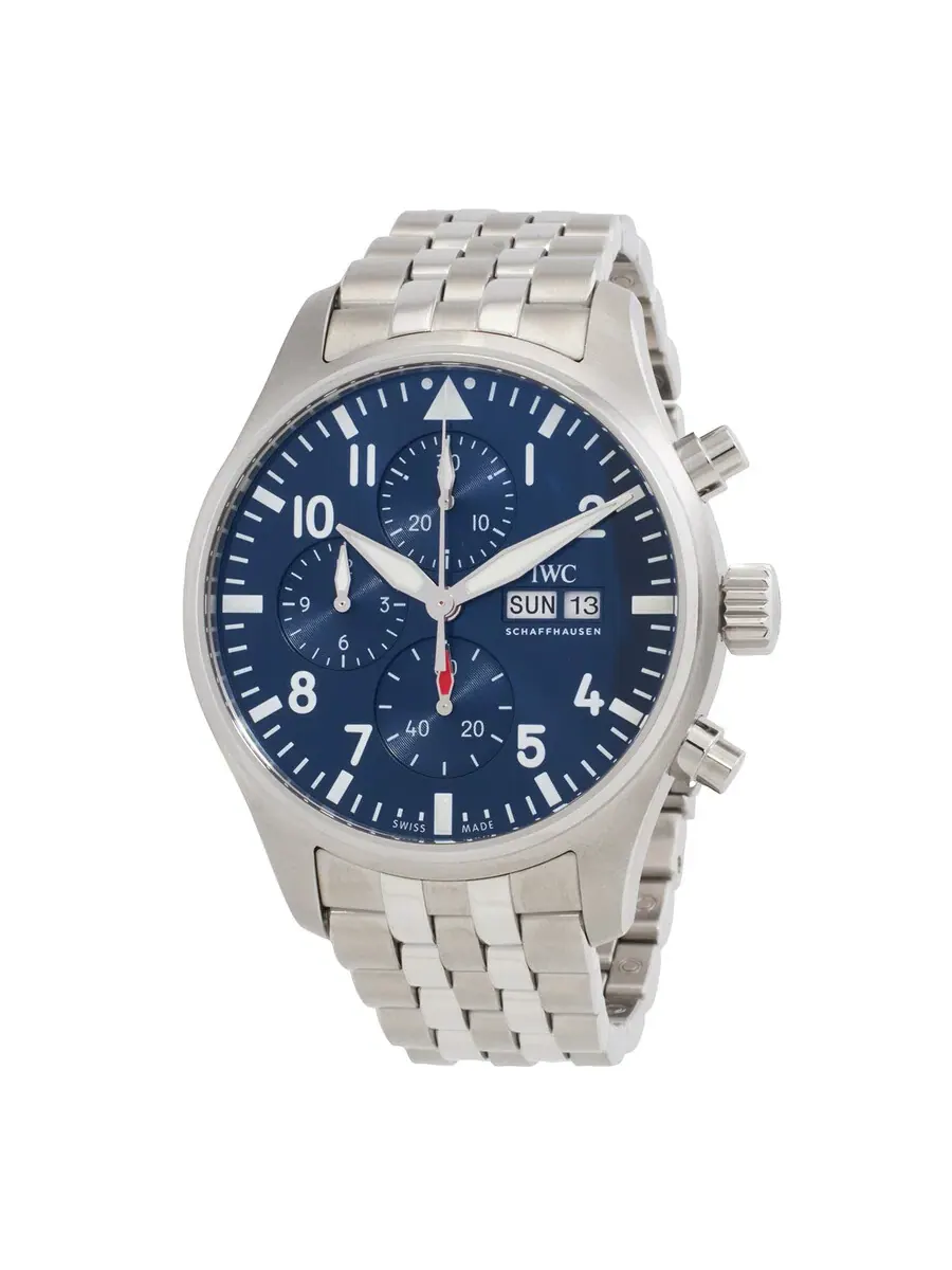 Мужские часы IWC Pilots Chronograph Automatic с синим циферблатом IW378004 — изображение 1 из 3, оттенок серебряный