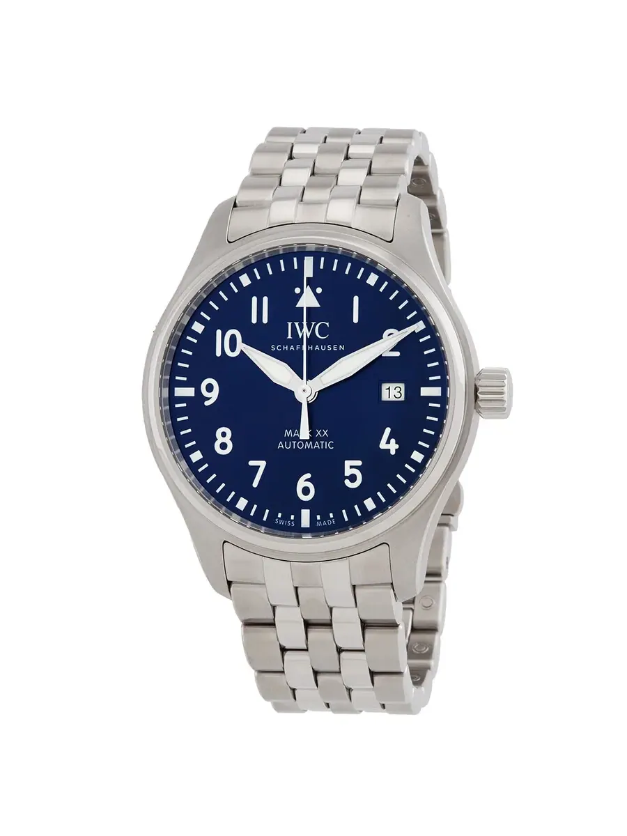 Мужские часы IWC Pilots Mark XX Automatic с синим циферблатом IW328204 — серебристый
