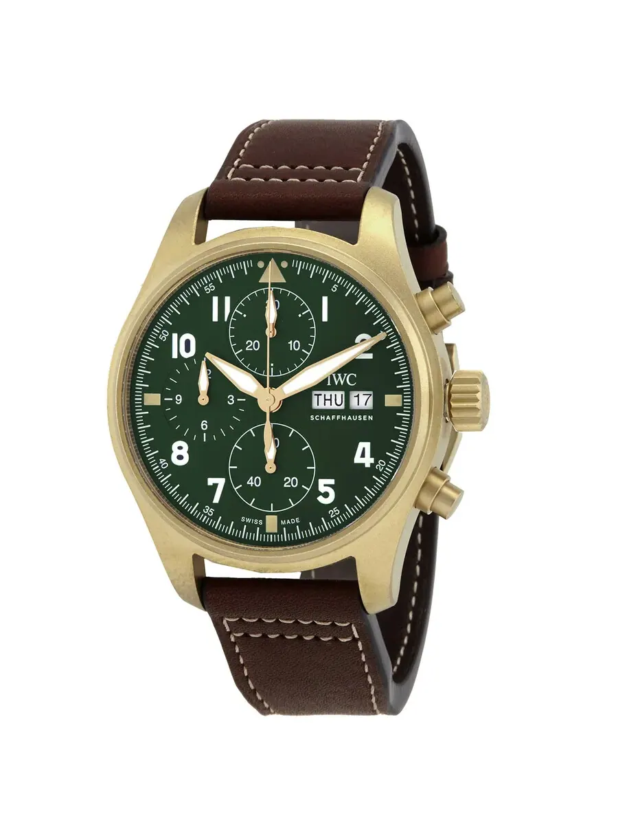 Мужские часы IWC Pilot Spitfire Chronograph Automatic с зеленым циферблатом IW387902 — изображение 1 из 3, оттенок бронзовый