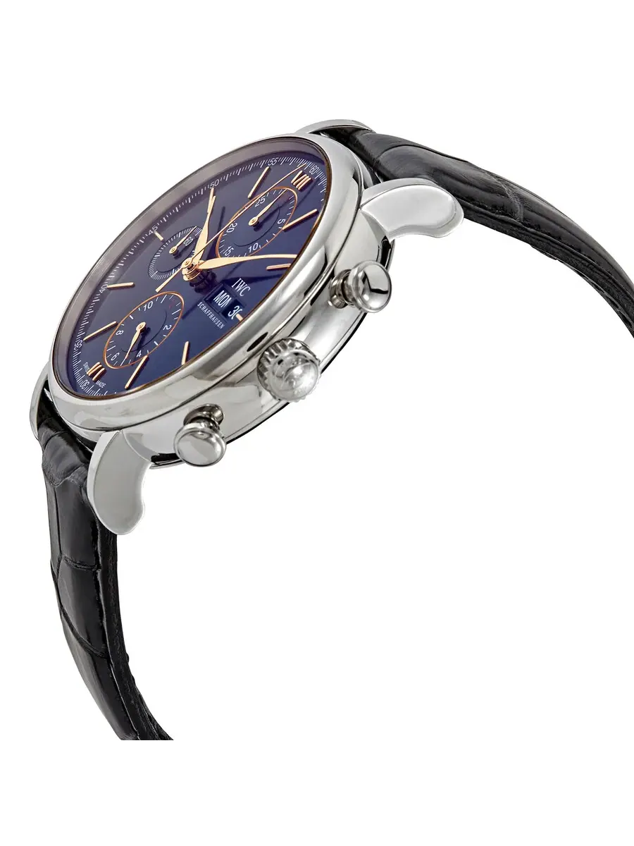 Мужские автоматические часы IWC Portofino Chronograph с синим циферблатом IW391036 — изображение 2 из 3, оттенок серебряный