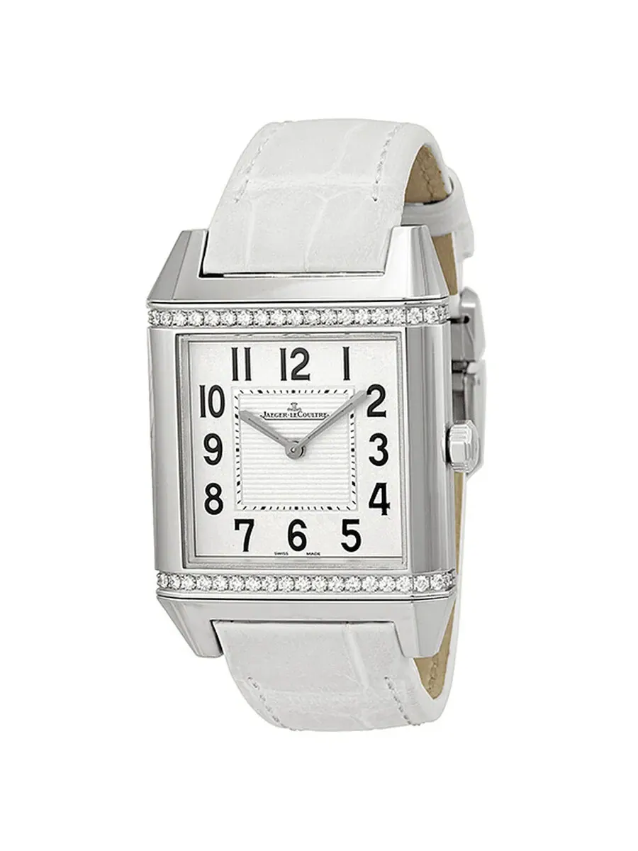 Женские часы Jaeger LeCoultre с белым циферблатом и белым кожаным ремешком Q7068421 — серебристый