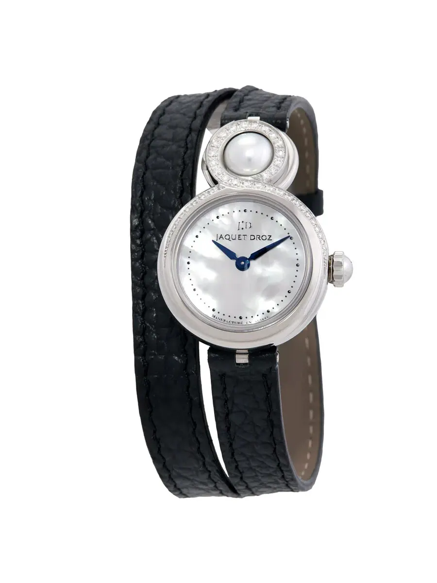 Женские часы Jaquet Droz Lady 8 Petite Automatic с белым перламутровым циферблатом, артикул J014600370 — серебристый