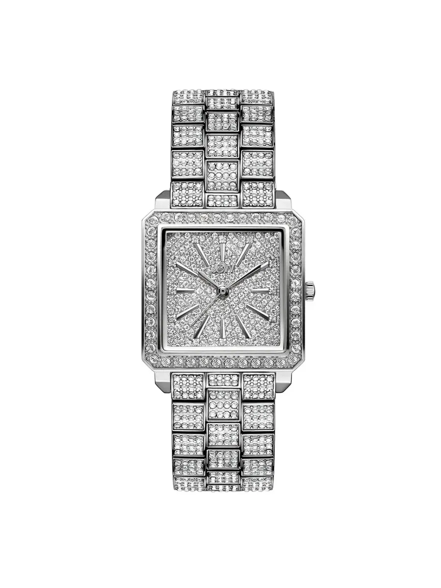Женские часы JBW Cristal Quartz с бриллиантом, кварцевым механизмом, серебристым циферблатом J6386C — серебристый