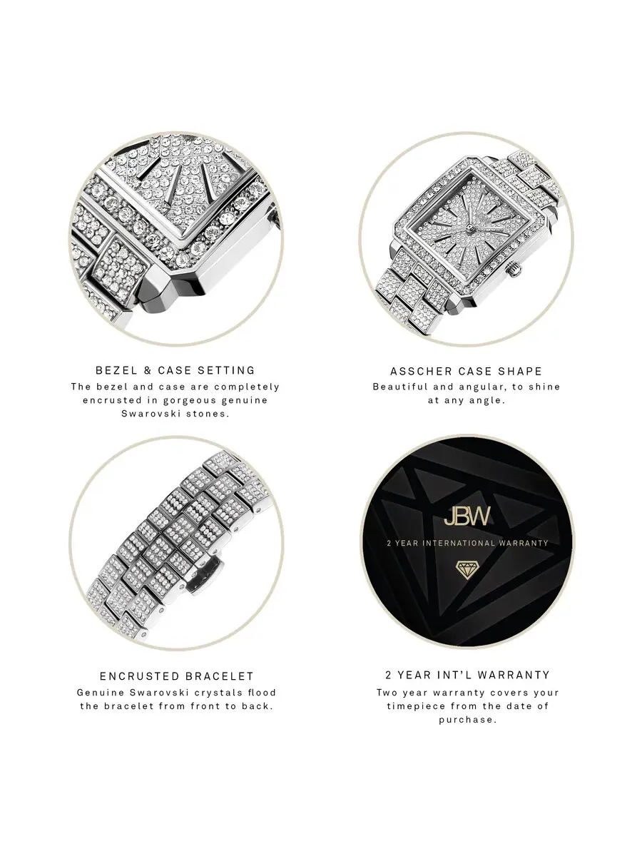 Женские часы JBW Cristal Quartz с бриллиантом, кварцевым механизмом, серебристым циферблатом J6386C — изображение 4 из 7