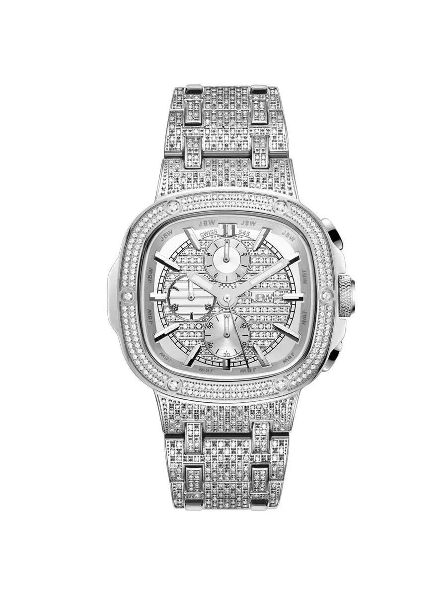 Мужские часы JBW Platinum Series Chronograph с серебристым циферблатом PS545B — изображение 1 из 7, оттенок серебряный